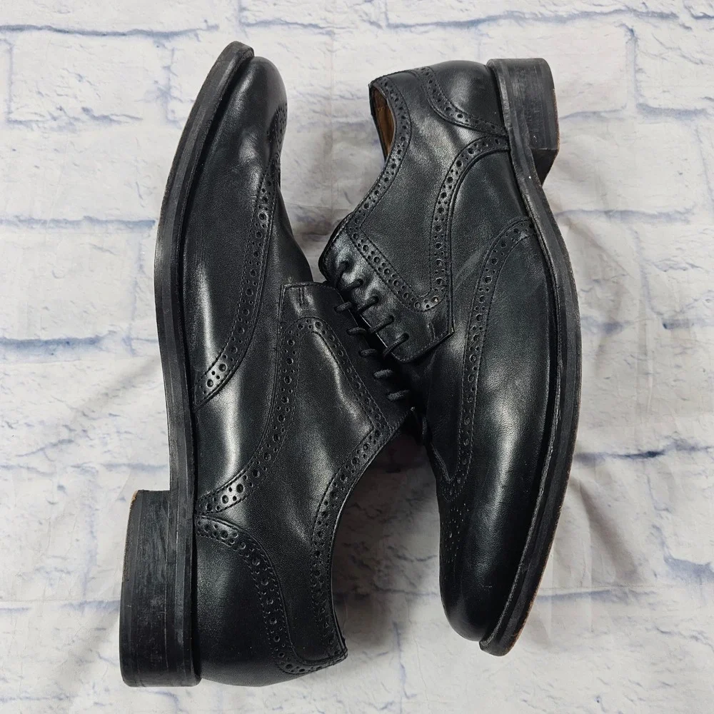 Cole Haan Madison Grand Wingtip Oxford MEN 11.5 Black Leather Brogue Dress Shoes